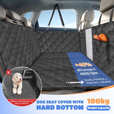 Автоматичний килимок для собак Nobleza з жорсткою основою, 164x131 см, чорний. Захист заднього сидіння авто, вологостійкий, антиковзкий, універсальний розмір