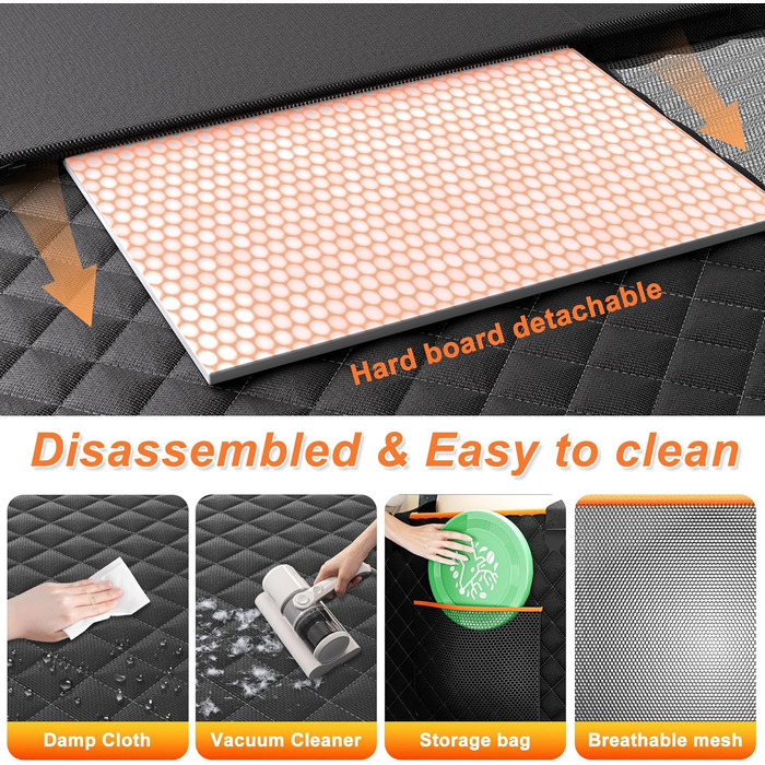 Розширювач для заднього сидіння автомобіля для собак - великий простір, водовідштовхувальний чохол для сидіння автомобіля для собак з жорсткою основою, витримує 190 кг, міцний матеріал 600D, собача гамак