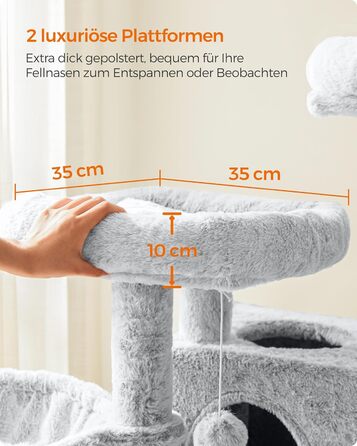 Драбина для котів Feandrea велика, кігтеточка з м'яким покриттям, для великих котів, Ombré сіро-біла PCT162W01