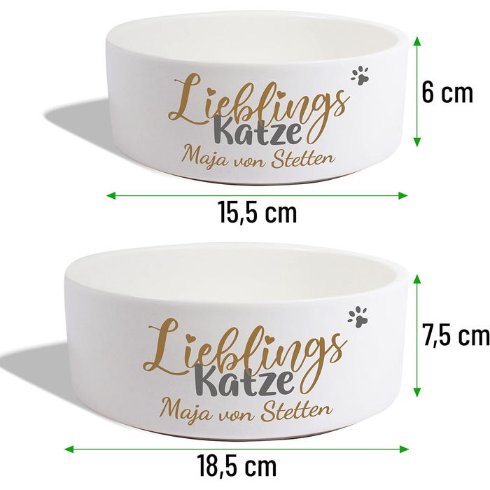 Котловий набір з кераміки з іменем 'Улюблений кіт' | Набір мисок для їжі та води для котів | Миски для котів з підставкою | Подвійний набір мисок для котів 500 мл