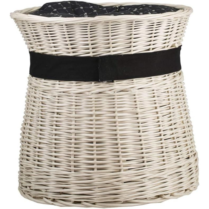 Кругла котяча хатинка e-wicker24 з плетеної лози, двоярусна, з подушкою та стрічкою, котячий оазис (кремовий/чорний)