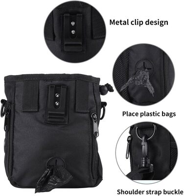 Сумка для ласощів для собак Hanwell з дозатором для прибирального інвентарю - водонепроникна, чорна