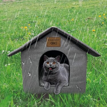 Vinnypet Будиночок для котів і собак, утеплений, водонепроникний, для вулиці, з плюшевою подушкою, зимовий, 45x40x45 см