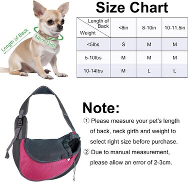 Тканинна переноска для собак, сумочка для маленьких собак, переноска для тварин з дихаючою тканиною, переноска для собак та котів до 6 кг, ідеальна для прогулянок на вулиці (магента)