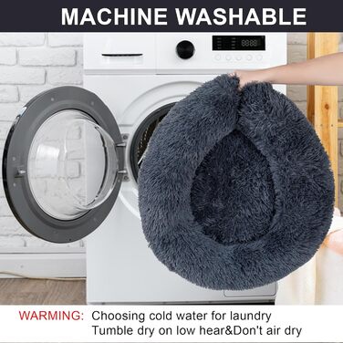 М'яке ліжко для собак, затишне, антистрес, машинне прання, для маленьких собак, миле, пухнасте, 40 см, до 7 кг, розмір 51x51x20 см, темно-сірий колір