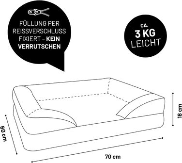 Ортопедичне собаче ліжко Lumaland Outdoor & Indoor | Зручне собаче ліжко-софа 70x60 см - ідеально для маленьких собак | Нековзне дно | Зручна, водонепроникна підстилка для собак Beige S - для дому та вулиці - 70x60 см