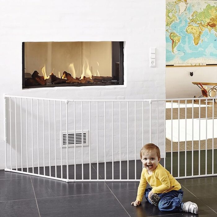 BabyDan Flex XXL, захисне ворота для каміну та сходів, 90-350 см, чорний колір, виробництво Данія