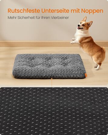 Ліжко для собак Feandrea XL, плюшеве, 110 x 73 см, для великих собак, м'яке, миється, нековзне, сірий PGW293GN01 (L 95 x 60 x 10 см)