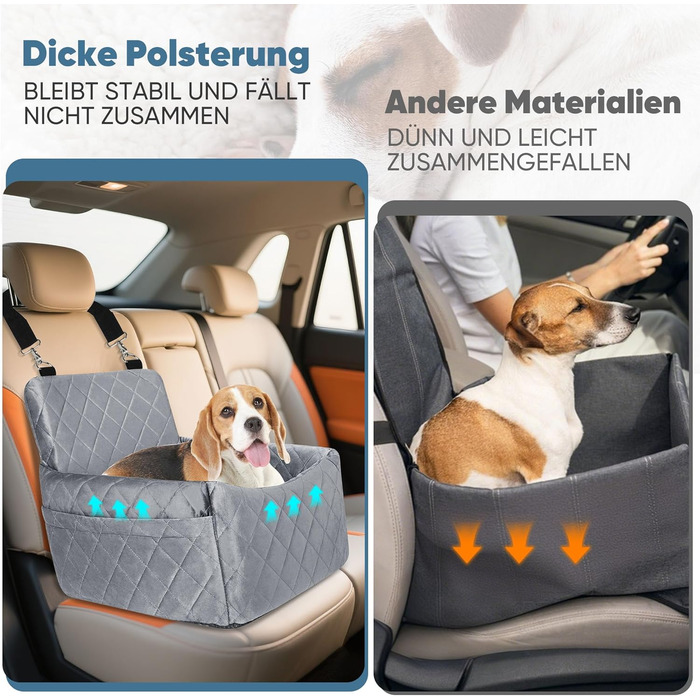 Автомобільний лежак для собак, кріплення на заднє сидіння, з ременями безпеки та кишенею для зберігання, 45x40x34 см