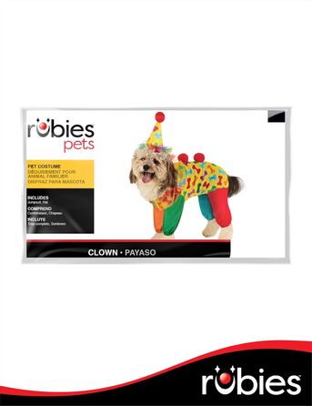 Костюм клоуна для домашніх тварин Rubies, XL: комбінезон, капелюх, рюкзак для свят та Хелловіну