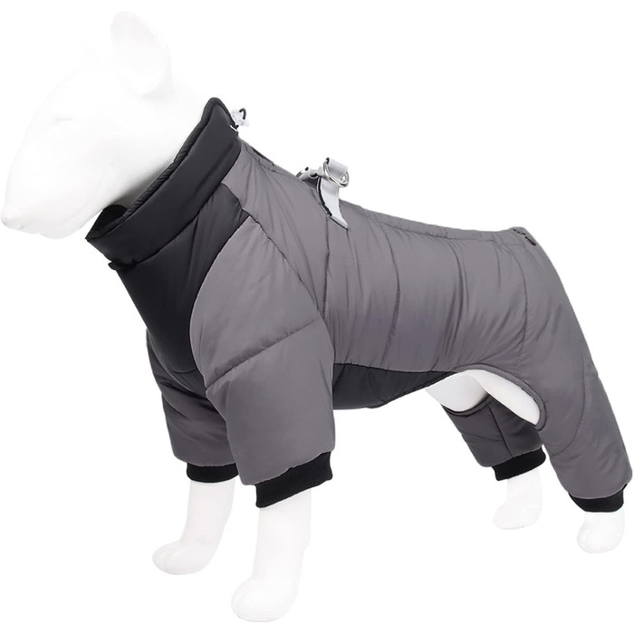 Теплий флісовий зимовий одяг для собак з отвором для повідка, тепла куртка для собак, водонепроникний одяг для тварин, розмір M, сірий