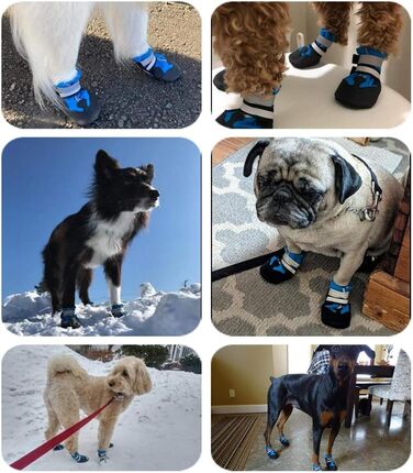 Чоботи для собак Dricar: 4 шт., дихаючі, антиковзні, для маленьких, середніх та великих собак, синій, розмір M