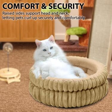 М'яке ліжко для котів та маленьких собак, 60x60x20 см, коричневе, плюшеве, для сну