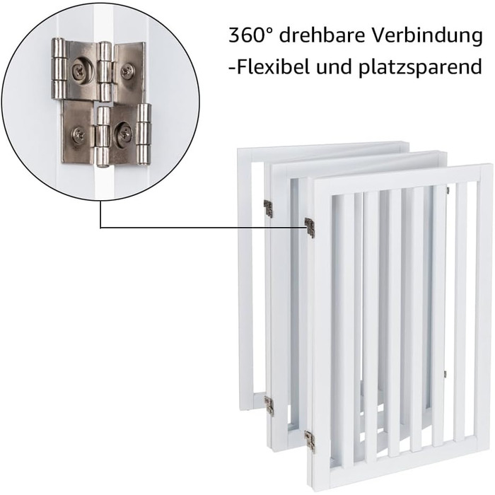 Захисне бар'єр для собак Unipaws: дерев'яне, без свердління, розкладне, для дому, 61 см, білий (5 елементів, 254 x 91 см)