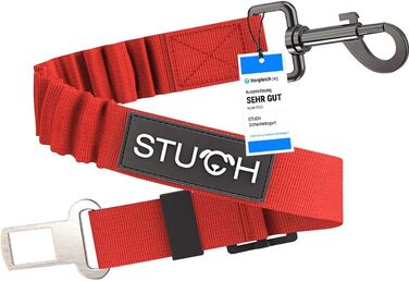 STUCH Універсальний бунже-ремень безпеки для собак та котів - підходить для всіх порід собак та типів автомобілів (Колір) OneSize (Червоний)