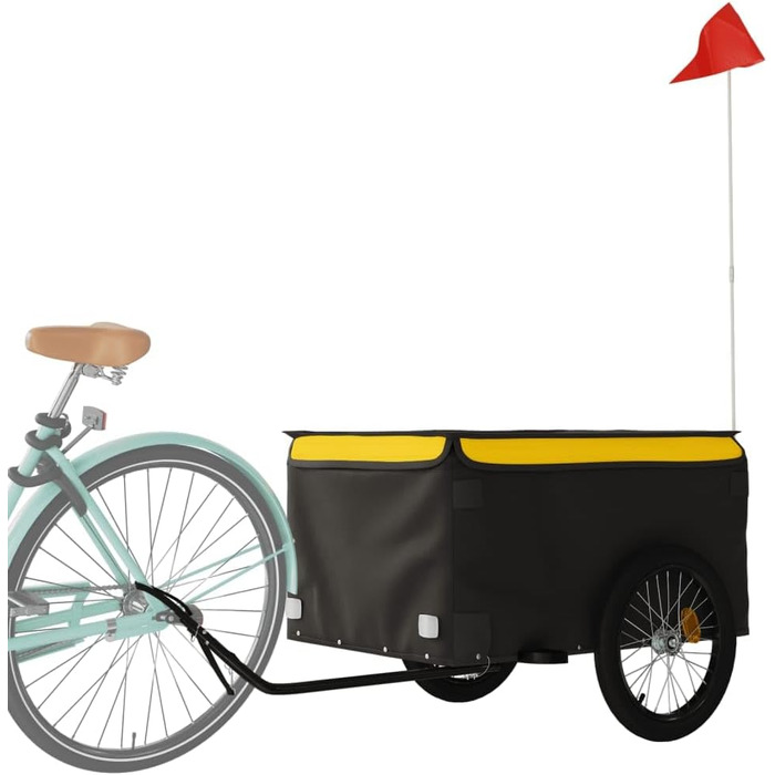 Причіп для велосипеда, вантажний/для собак, чорно-жовтий, 45 кг, сталь, для щоденного транспортування, універсальний, легко монтується
