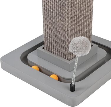 Котячий стовпчик для дряпання Carla з іграшками - інтерактивна котяча іграшка для самостійних занять. Висота 82 см, діаметр 20 см. (Антрацит, 33 x 33 x 67 см)