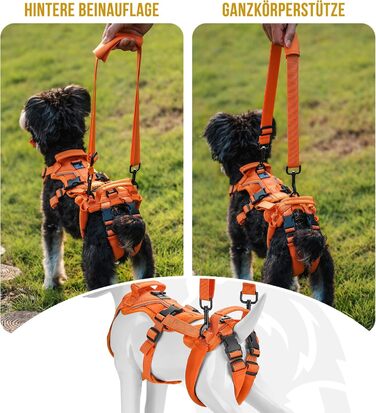 OneTigris шлейка для собак Hopper, підтримуюча, регульована, з 2 ручками, для реабілітації та допомоги малим собакам, помаранчева, розмір S