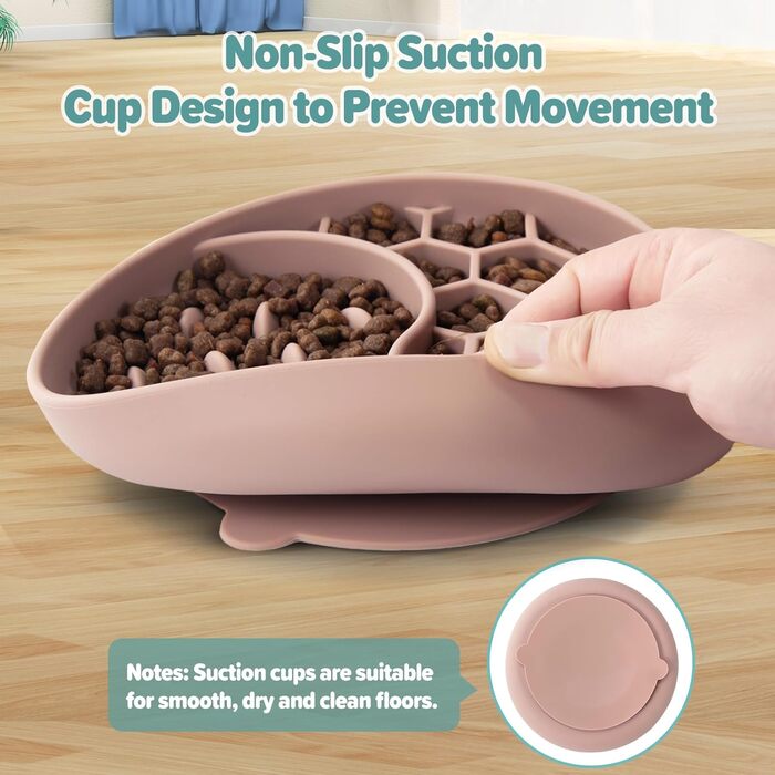 Миски для собак Slow Feeder, силіконові миски з присосками, антиковзні, для повільного годування, зменшують швидкість їжі, знімають тривогу та додають задоволення (Світло-зелений, Рожевий)
