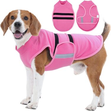 Флісовий одяг для собак Nanaki: теплий, зручний, регульований, для дрібних та середніх порід (Бігль, Бостон-Тер'єр), рожевий (Large)