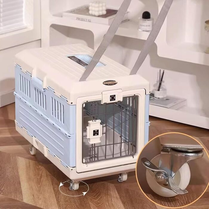 Транспортний бокс для собак та котів, складаний, блакитний, 31.5 x 55 x 36.4 см