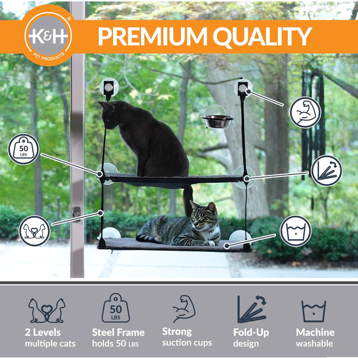 Кіттон - лежанка для котів на підвіконник, двоярусна, K&H Pet Products