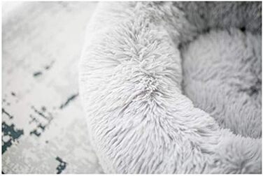 М'яке ліжко-софа для собак Deluxe, кругла, з плюшу, 60 см, світло-сірий колір. Підходить для великих і екстра-великих собак та котів. З водонепроникною основою. Легко миється.