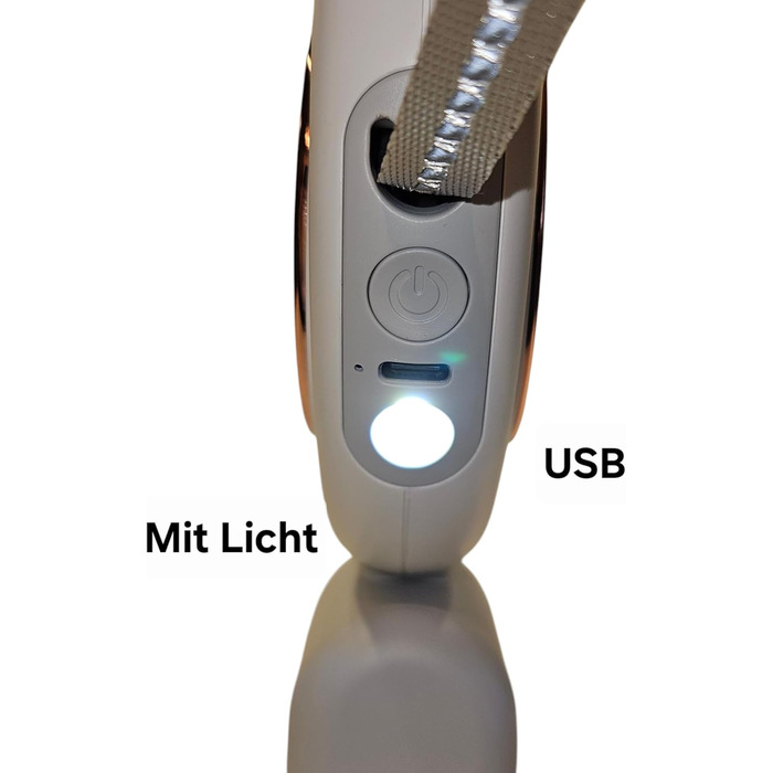 Леєнка для собак з LED-підсвіткою, 3м, тримач для відходів, відбивачі, білий/рожеве золото, для собак до 10кг