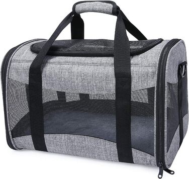 Транспортна переноска для котів та собак, складана, з м'якою підстилкою та плечовим ременем