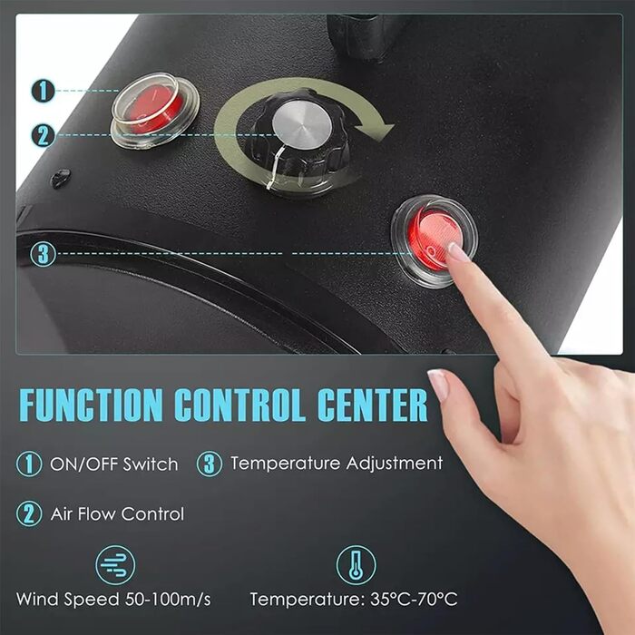 Професійний фен для собак 2800W, регульована швидкість та температура, сушарка для тварин з 4 насадками (чорний)