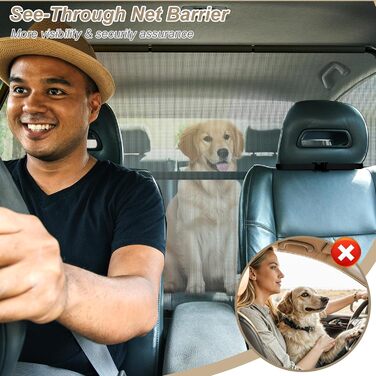 Сітка-перегородка для собак в авто, 127 см, для заднього сидіння та багажника, металевий каркас, сітка, універсальна, для позашляховиків та вантажівок