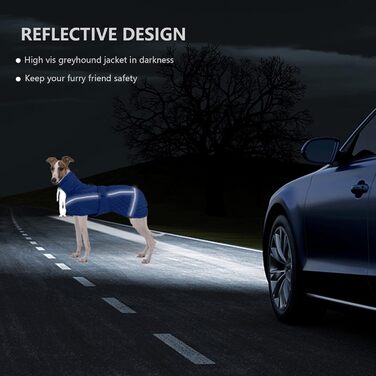 Зимовий теплий куртка Babypet для собак середніх та великих порід, водонепроникний, з блискавкою та отвором, відбиваючий, регульований, для холодних умов, Marineblau (gesteppt)