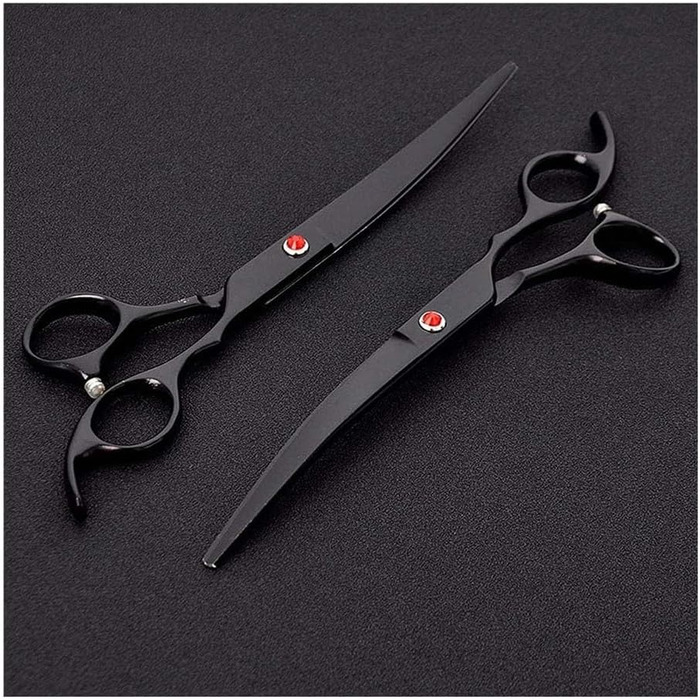 Професійна ножиця для собак, вигнута ножиця для грумінгу, чорна