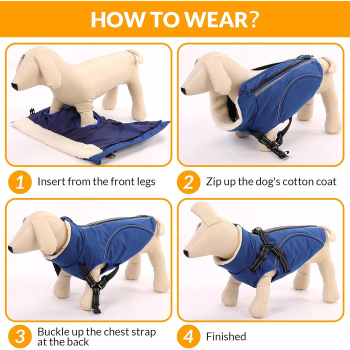 Теплий зимовий одяг для собак CITE TOILE: куртка з блискавкою, захист від вітру, світловідбиваючі смуги, повдішок, розмір XXL, блакитний