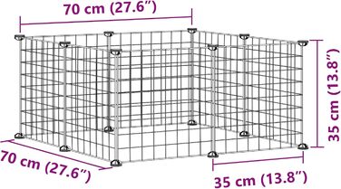 Клітка для домашніх тварин vidaXL, 8 секцій, чорна, 35x35 см, сталевий вольєр для дрібних тварин