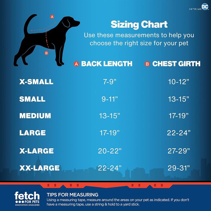 Костюм на Хелловін для собак Superman від DC Comics, великий розмір | Офіційний ліцензований костюм для собак | Синій, великий