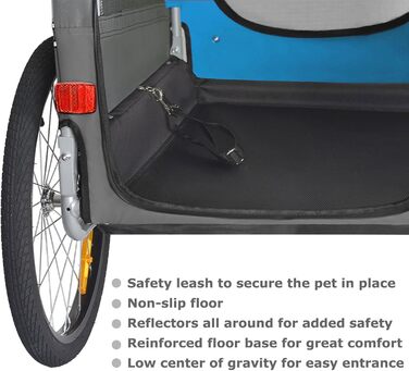 Тігго VS Pets L: Причіп для собак великого розміру, 270 л, для собак до 35 кг, складна конструкція, блакитний