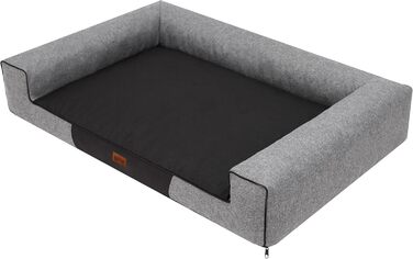 Лежанка для собак, велика (XXL), 118 x 78 см, сіра, з екологічного льону