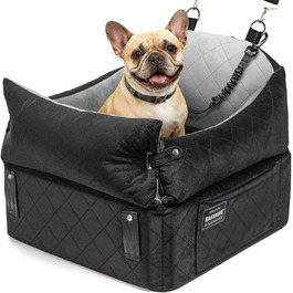 Автокрісло для собак EASTBLUE Medium: чорний/сірий, Memory Foam, з ременем безпеки, для собак до 15.9 кг