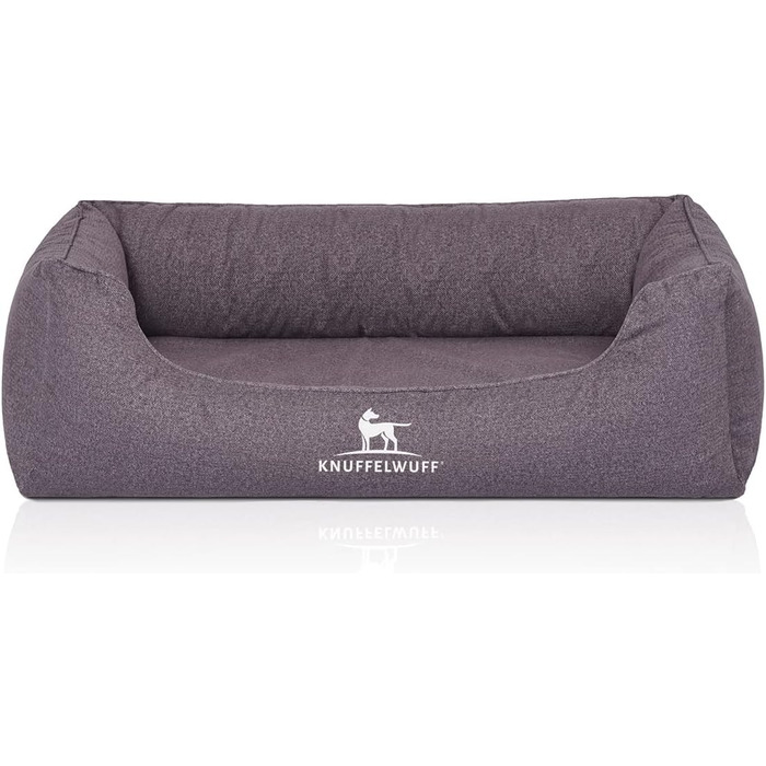 Ортопедичне водонепроникне ліжко для собак Knuffelwuff Malou з велюру, ручної роботи, XL 105 x 75 см, знімний чохол, прання, для великих, середніх та маленьких собак (L 85 x B 63 x H 23 см, сірий)