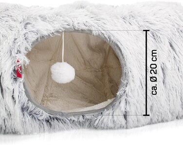 Канадський кіт | Преміум тунель для котів CUBI, XXL тунель з місцем для сну, з м'яким лежаком, для великих котів, 100 x 80 x 26 см (Сірий)