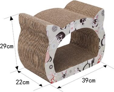 Кігтеточка для котів Nobleza з картону, дизайн голови кота, 2-в-1 (для дряпання та відпочинку), екологічна та міцна (39*29*22 см)