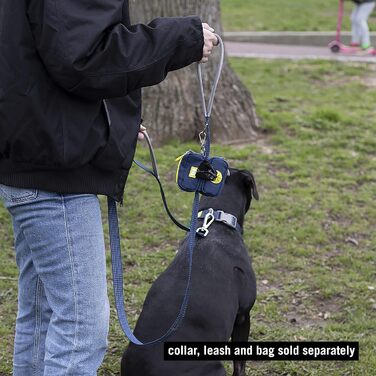 Повідок для собак BUILT Pet Nightsafe, розмір S, морський синій та жовтий, світловідбивний
