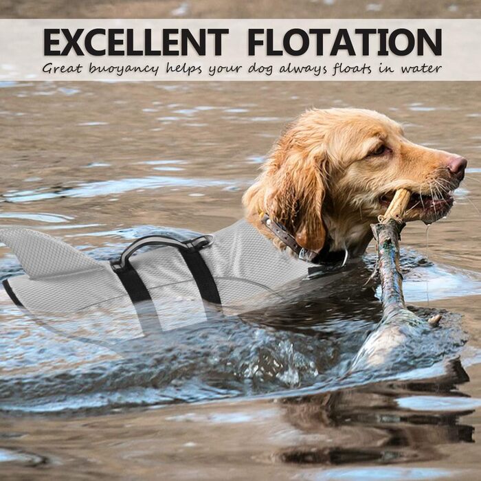 Рятувальний жилет для собак Queenore, для малих собак, для катання на човнах, високоякісний, світловідбиваючий, преміум-якість (Світло-блакитний, M, Grey)