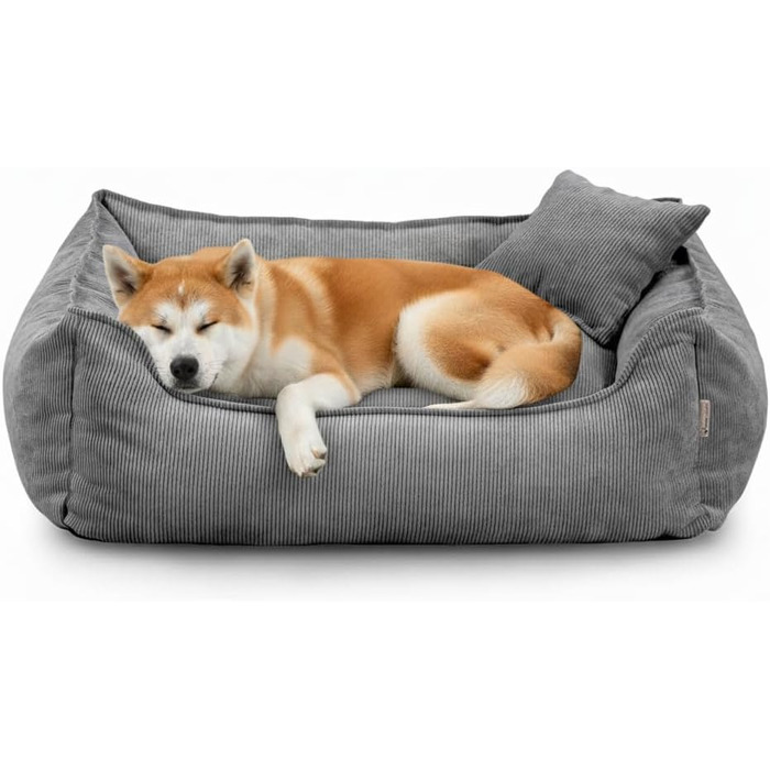 Gutekissen® Lucky – М'яке собаче ліжко для малих та великих собак, XXL (110x90) – Легко миється, з поліуретановою начинкою, знімний чохол (Темно-сірий)