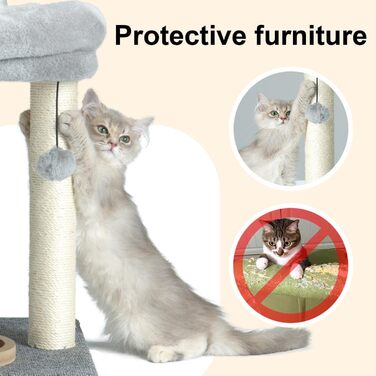 Котячий драпак-тур з лежаком, сірий, іграшка для котів та кошенят