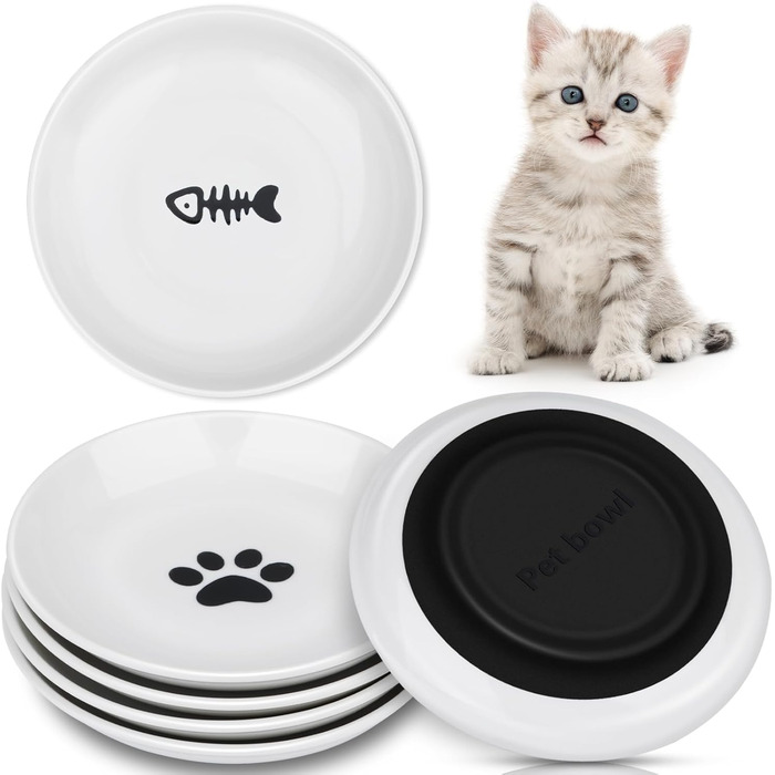 Набір мисок для котів Otauoaea з кераміки (6 шт.) з неслизьким дном, для полегшення втоми вусів, підходять для котів та собак