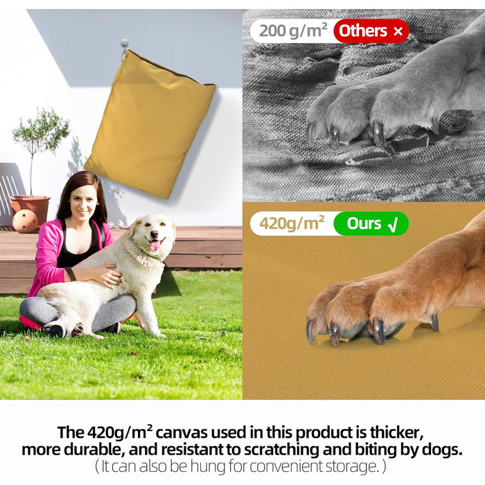 Крісло-ліжко для собак Sytopia з тканини для яхт, 106,7 см, миється та водонепроникне, знімний чохол, підходить для великих собак, для дому, вулиці, вольєру або тераси, темно-сірий (X-Large, жовтий)