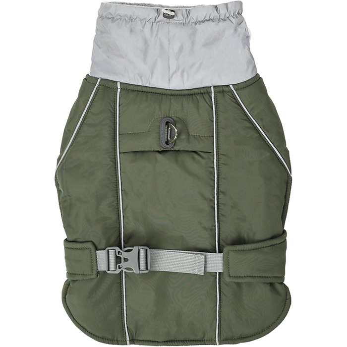 Зимовий теплий куртка для собак Goshyda, відбиваючий, водонепроникний, вітронепроникний, для малих, середніх та великих собак, Stormguard, нейлон, темно-зелений, розмір M