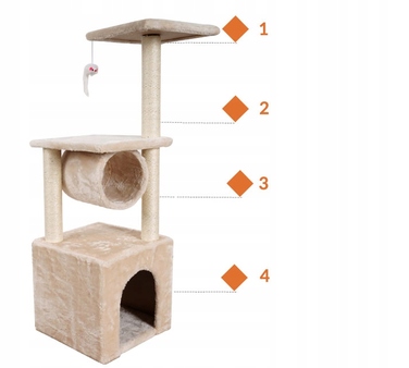 Когтеточка для котів Omna, бежева, сизаль, 61-100 см, 5 рівнів